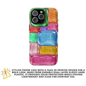 Super Solid Squish Printed Jelly 3D Effect Tough Phone Case, Cool Crush Jelly Phone Case, 3D Visual Printed Graphic Hard Phone Cover, for iPhone17 ProMax /16/15/14/13/12/11 Plus for Samsung phones, suitable for both men and women,  Perfect Gift for Women