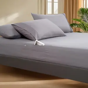 Deep Pocket  Fitted Sheet with Straps - Fits Mattresses Up to 21" Thick - 2 count Bed Sheets -  Wicking, Cooling & Soft Fitted Sheet & Pillow Cases (Light Grey)