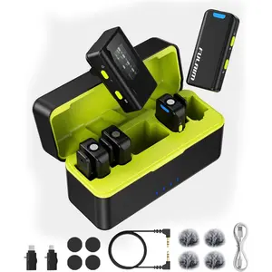 X6 Pro  Lavalier Microphones with 4 Transmitter with  Case for , iPad, Android, Camera, Lapel Mic with 48KHz 24Bit, Noise Cancellation for Video Recording, Vlog
