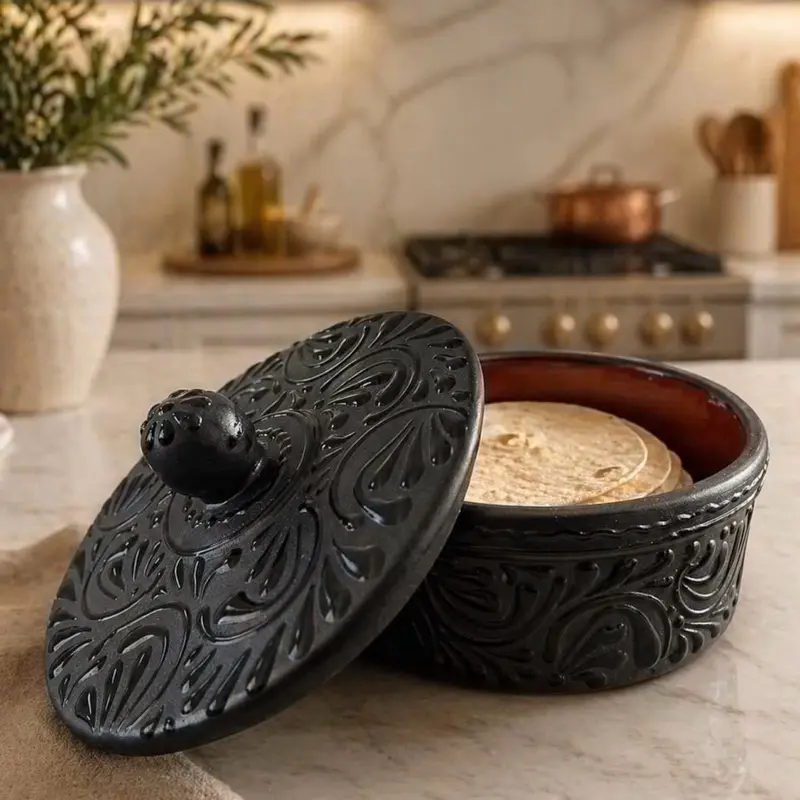 Black Tortilla Warmer, Kitchen Utensils for Keeping Tortillas Warm