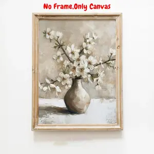 Almond Blossom Branch in Vase Canvas Painting, Modern Wall Art, Wall Decor for Home Living Room Bedroom Farmhouse, Poster