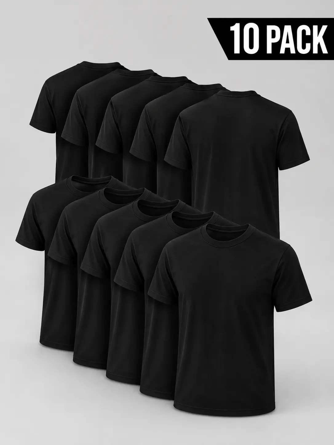 Set of 6/10 Men's Basic White T-shirt, Nude Collar Short Sleeved, Comfortable Cotton Blend, Smooth Casual Daily, Work and School Black Crewneck,back to school,back to school shopping