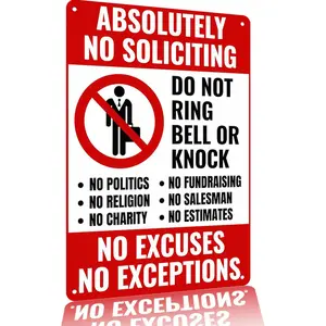Absolutely No Soliciting Metal Sign 12×8in Aluminum | No Excuses, No Exceptions Warning Plaque for Residential & Commercial Use