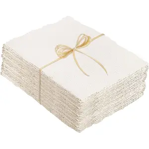 100 Sheets Watercolor Paper 5 x 7inch, 300 GSM Deckled Edge Paper Rough/Textured Handmade Paper for Watercolors, Wedding Invitations, Cards, Crafts