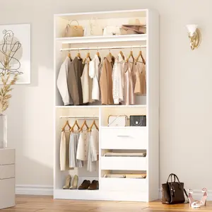 Unikito Multi functional Wardrobe, Spacious Storage with Hanging Rods, Drawers & Shelves, Bedroom Organization Clothes & Accessories, Versatile Closet, Large capacity