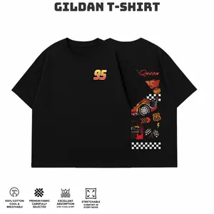 Retro Two Side Cars Gildan T-Shirt,Cars Movie T-Shirt ,  Mcqueen and Mater Retro Vintage Unisex Oversized Anime Graphic Tee – Trendy Y2K Acid Gildan, Manga Game Movie Lover Gift For Fans Merch