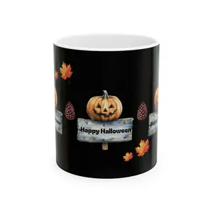 Halloween Pumpkin Ceramic Mug | Happy Halloween Coffee Cup, Fall Decor, Autumn Gift, Seasonal Drinkware, Festive Kitchen