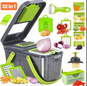 1set 22 in1 Multifunctional Vegetable chopper,Fruits & Vegetable Cutter, Garlic Chopper, Onion Potato Grater,Grater Peeler Chipser for Kitchen，kitchen Gadgets For Food cutting，Kitchen Accessories.
