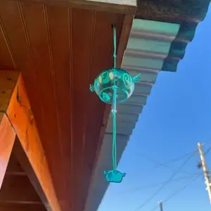 Transparent Glass Wind Chime, Outdoor Wind Chimes, Gradient Blue, Summer Style, Clear Design, Creative Hanging Decor, Home Window Decoration, Birthday Gift, Festival Ornament