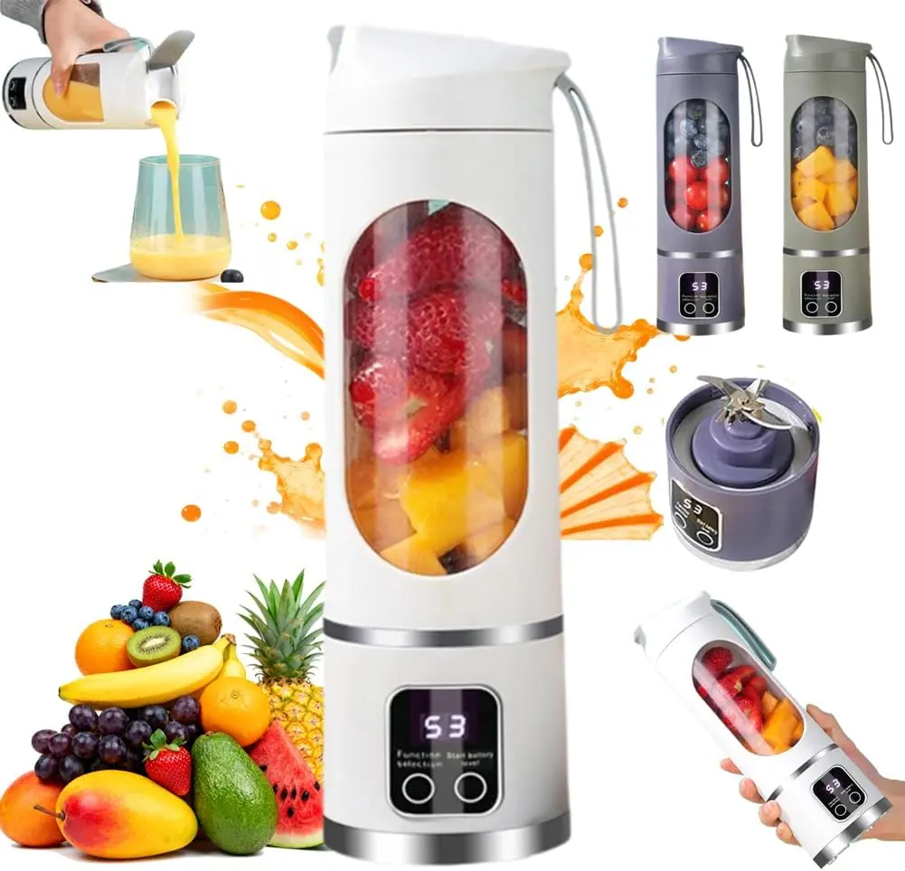 Ultimate Portable Juicer Blender with LED Digital Display, Multimode Juicer Machine for Fruit & Vegetable, Leak-Proof, Large Capacity & USB Rechargeable Blender for Liquid Diet, Compact Blender Smoothie Maker for Kitchen Gadgets & Carry-On Travel Mate