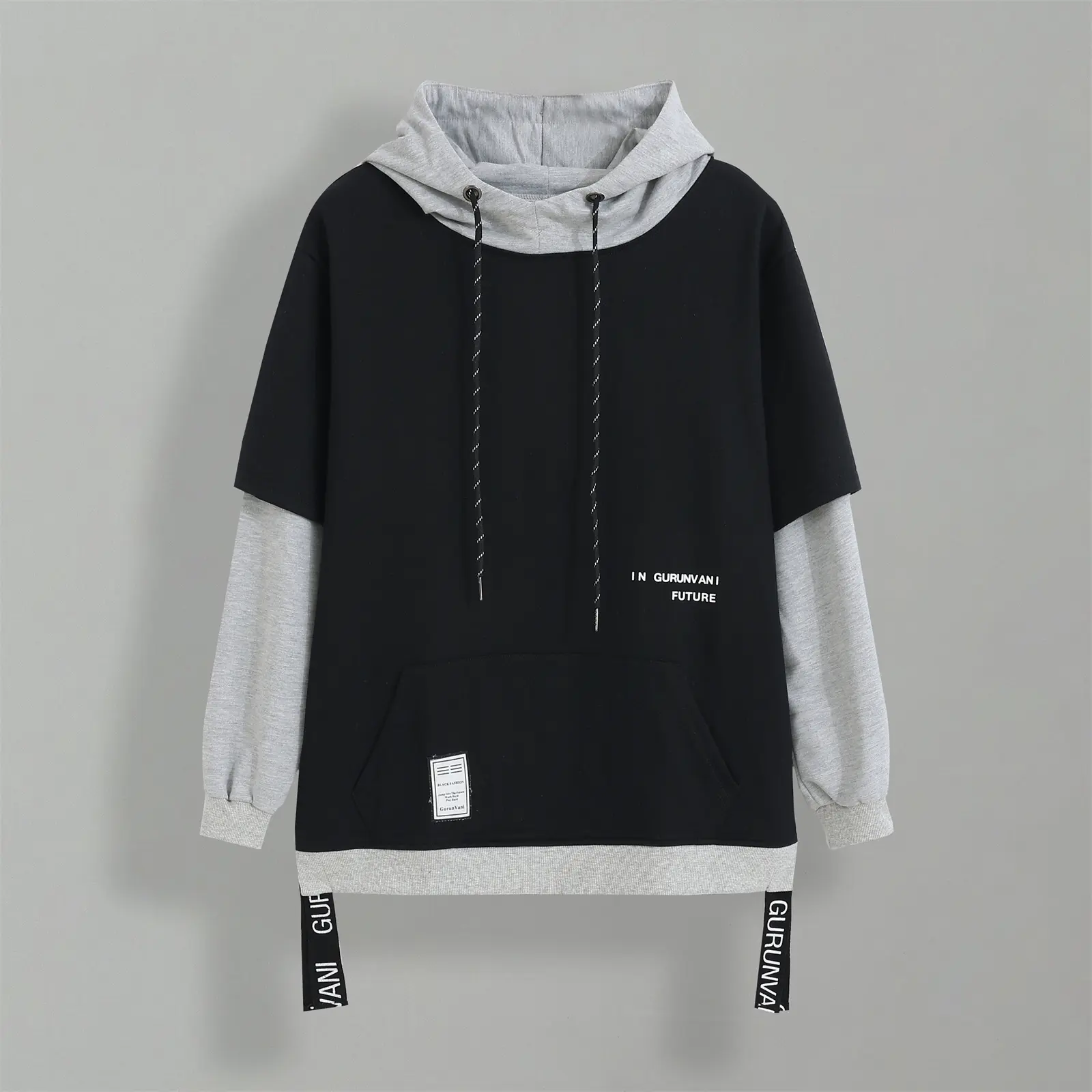 GURUNVANI Hoodie Sweatshirt Mens Hip Hop Pullover Hoodies Streetwear Casual Fashion Clothes Colorblock Hoodie