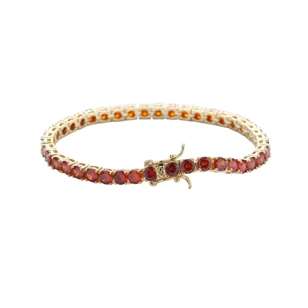 14k Plated 4mm Ruby Red Sapphire Tennis Bracelet 12ct Gold Or Silver