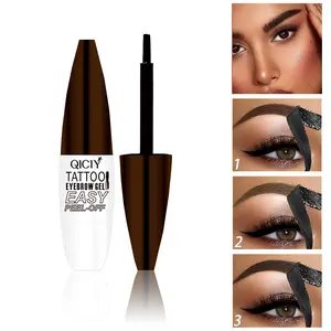 QICIY Waterproof Sweatproof Eyebrow Gel - Semi-Permanent Long Lasting Black Brown Tearing-Off Formula with Quick-Drying Pigmented Film Easy Peel-Off Makeup Cosmetic 01#Brown - Daily eyebrow pencil