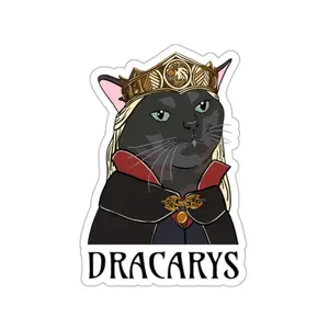 Zoned Out Black Cat Dracarys Sticker, Queen Rhaenyra Sticker, Game of Thrones Sticker