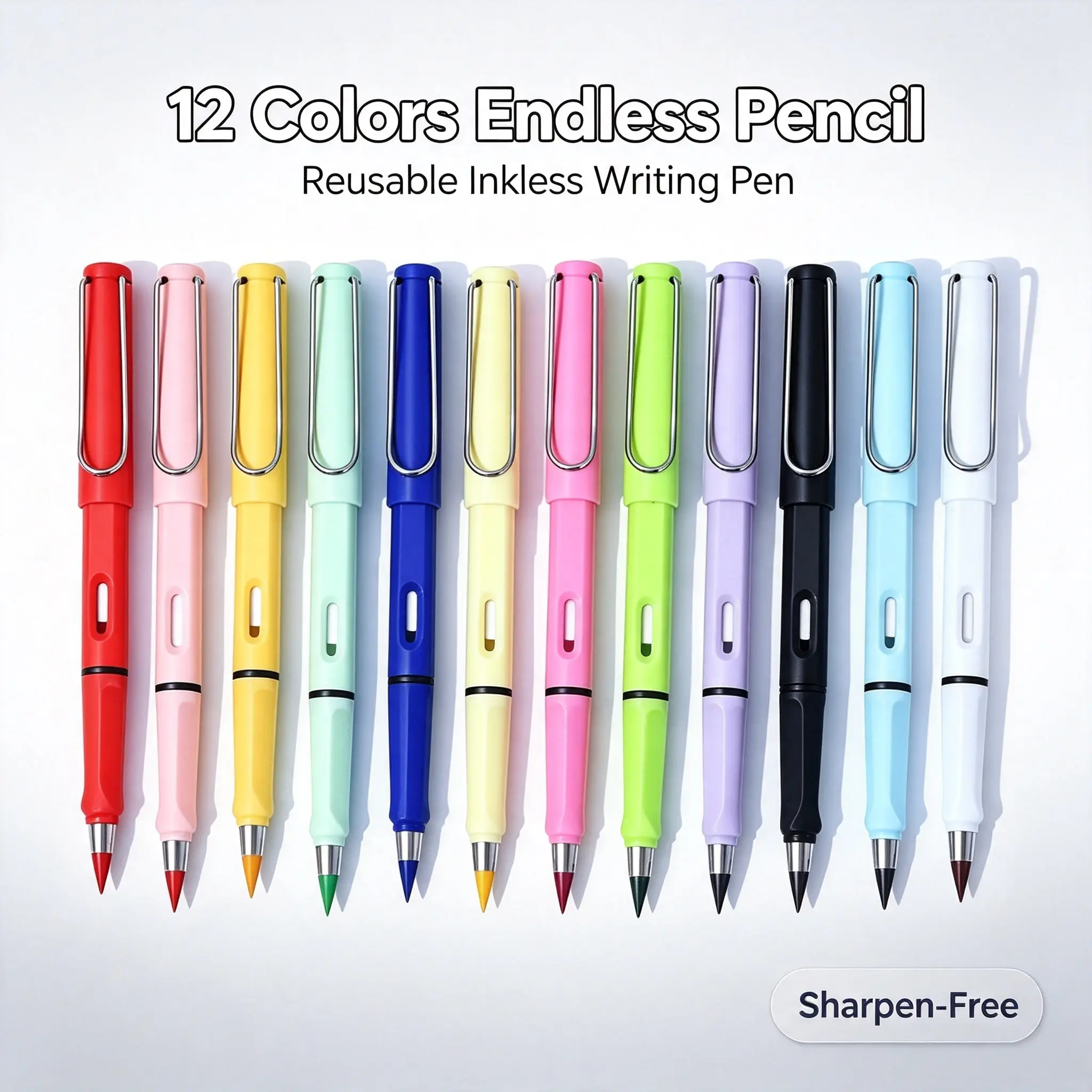 【Back to School Must-Have】12 Colors Endless Inkless Pencils, Sharpen-Free Reusable Eternal Writing Pencils, Macaron Color Forever Pencil, Back to School Stationery Supplies for Students Kids Classroom Note Taking