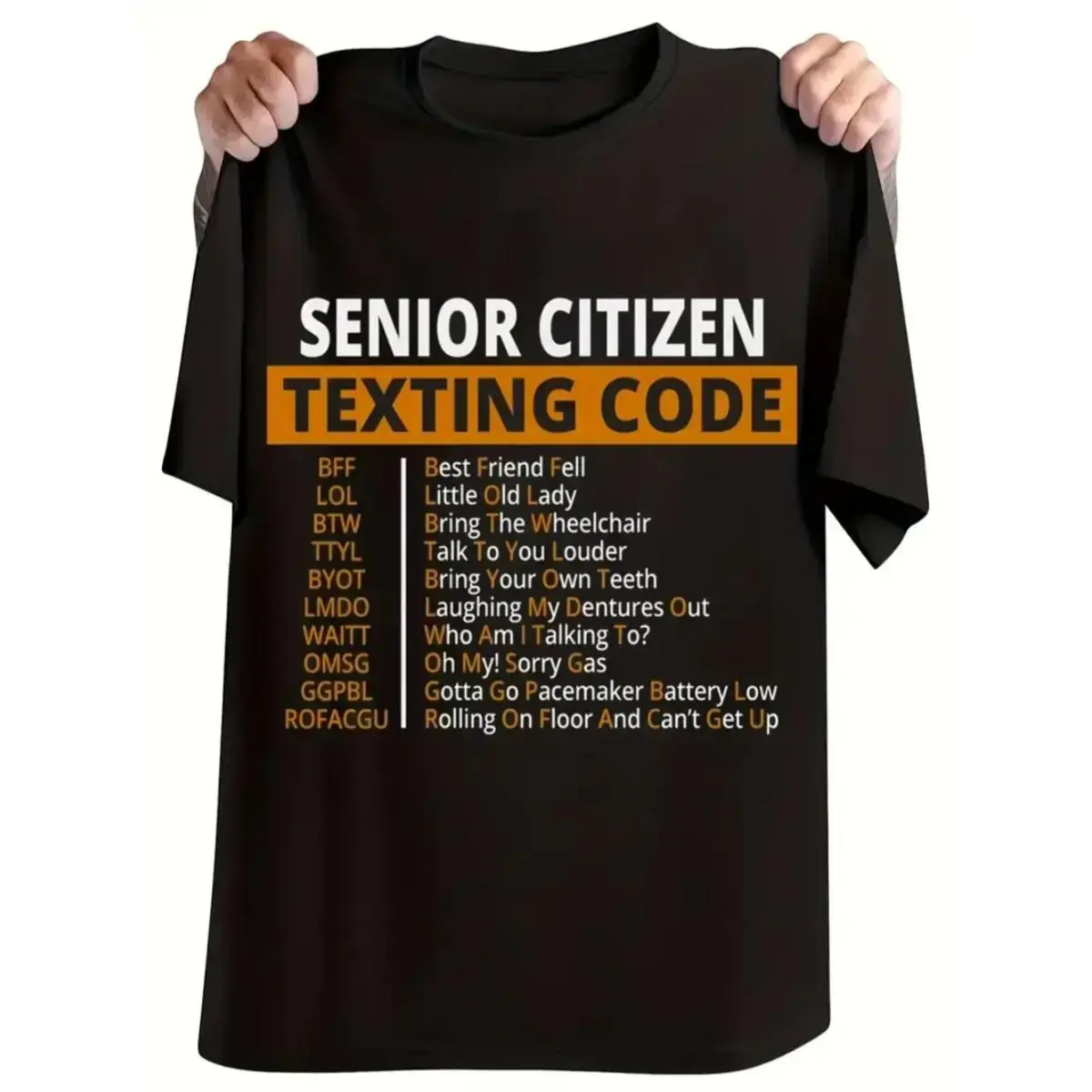 Senior Citizen Humorous Men's T-Shirt - Cotton, Classic Fit, Breathable, Short Sleeve, Round Neck, Funny Novelty Print, Made in USA Streetwear Shortsleeve graphic tees men gifts technoblade merch oversized tshirt Casual BlackFather's Day Gift zzh66