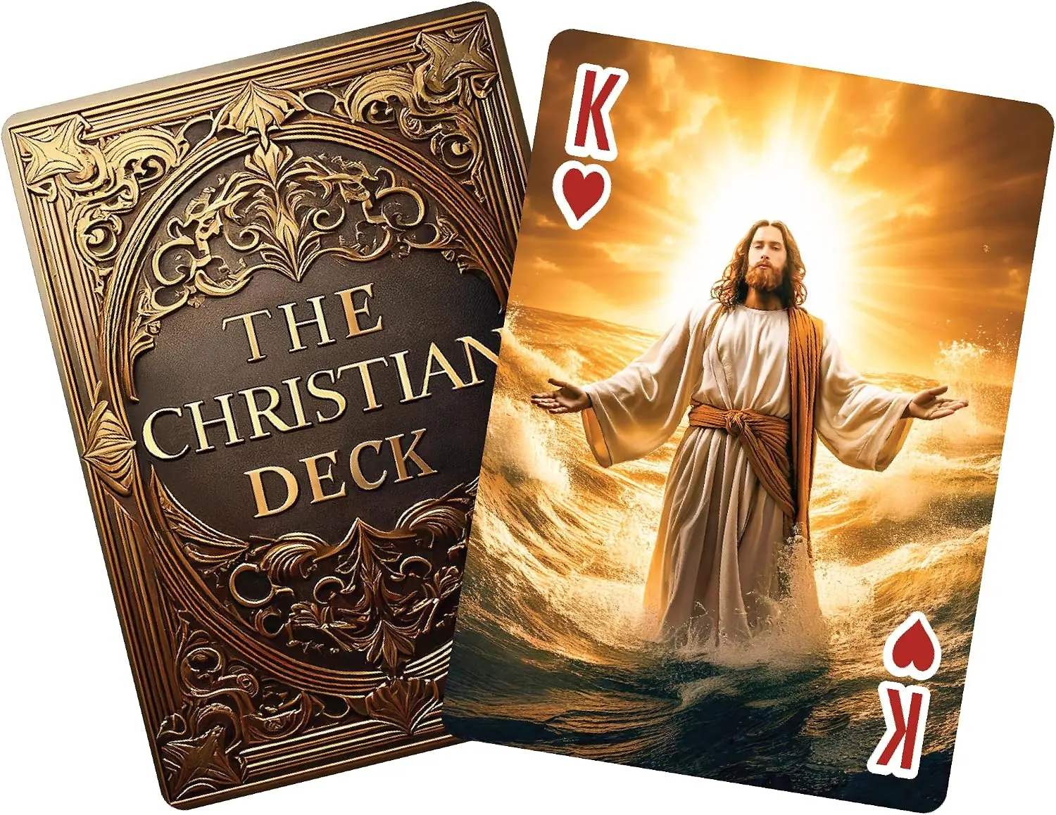 Christian Playing Cards with Bible Heroes - Premium Waterproof Deck | Luxury Black & Gold Gift Box | Christian Gift for Men, Women, Church Groups & Family Game Night