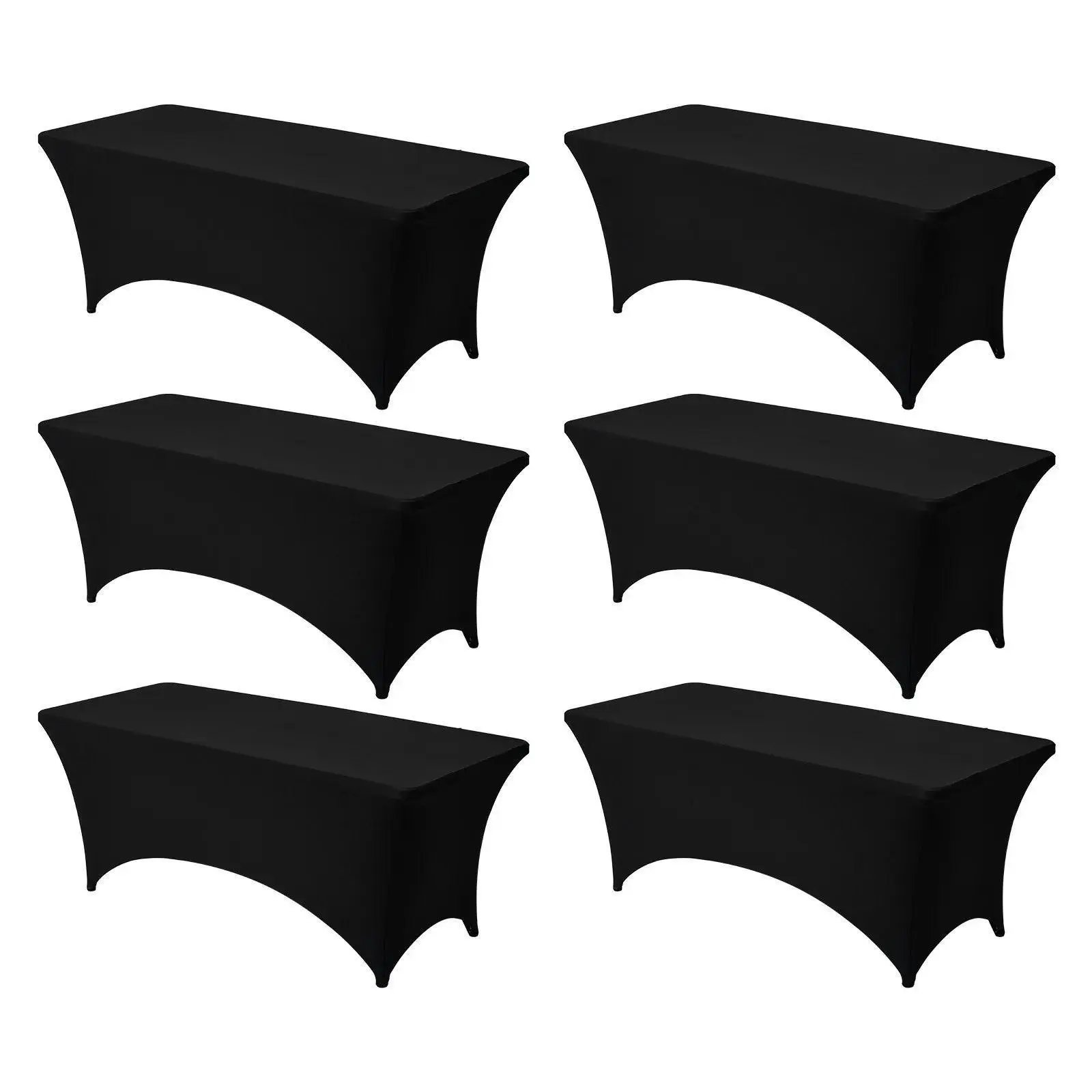 【Summerfinds】VEVOR 6 Pack Table Cloth for 6FT Rectangular Fitted Events, Wrinkle-Resistant Stretch Black Table Covers, Washable Spandex Tablecloth Protector, for Party, Wedding, Cocktail, Banquet, Festival