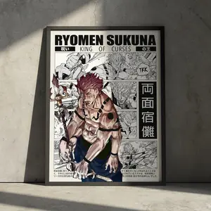 Sukuna Jujutsu Kaisen Anime POSTER UNFRAMED  Art, JJK Ryomen Sukuna Manga POSTER UNFRAMED  Wall Decor, Birthday Gift for Anime Fan Retro Minimalist Aesthetic