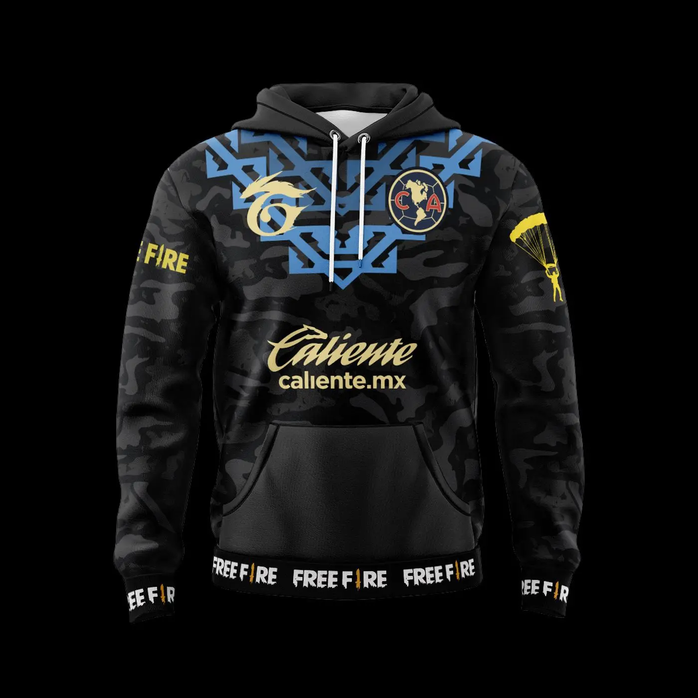 Sudadera America Free Fire Negra Hoodie Shirt, Adult Hoodies for Football Fan, Menswear and Womenswear, Sport Apparel