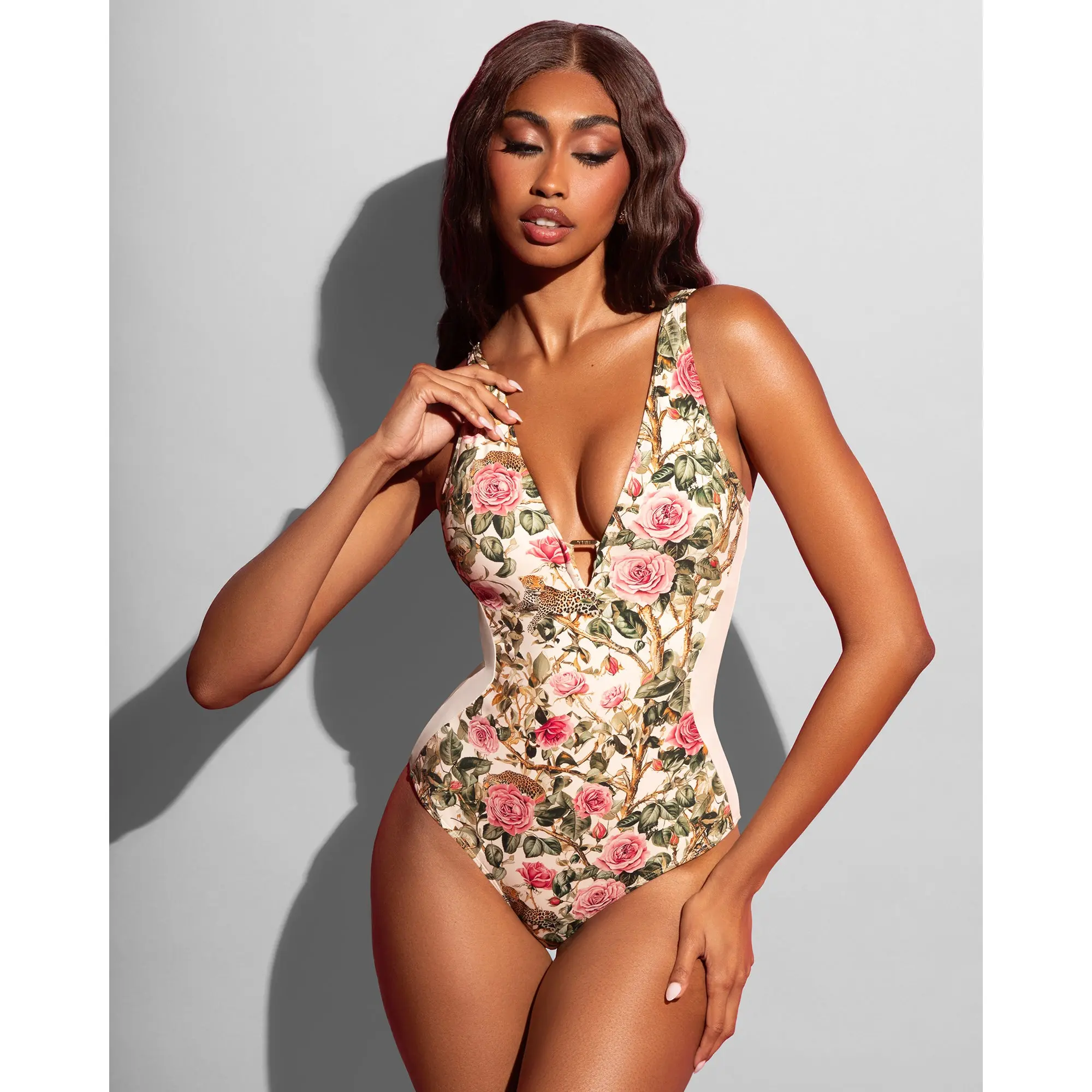 Plungey Triangle - Contour Pink Rose Leopard/Pinky Oat