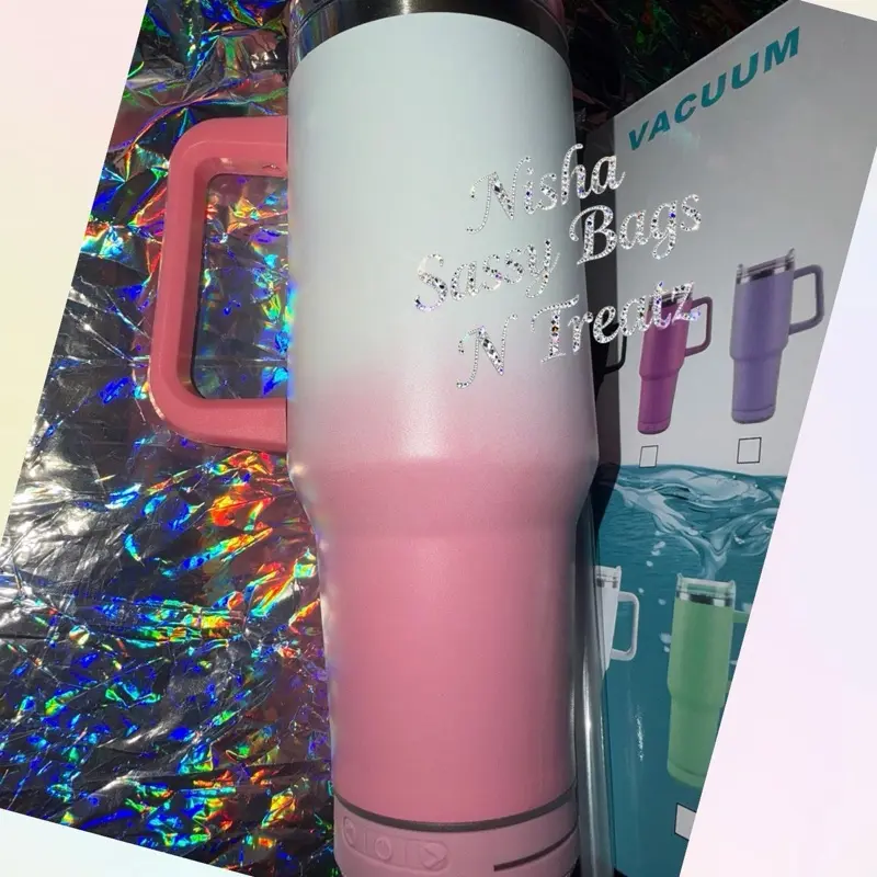 Pink & White Bluetooth Speaker Tumbler Stainless Steel Cup with Wireless Charging & Drinkware  Washable Bottled Stylish tumbler