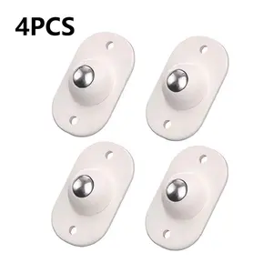 (Pack of 4 Blister Cards) ABS Adhesive Ball Bearing Pulley with Ball End Sliders, 360-Degree Free Rotation, Multi-Surface Compatibility, Adhesive Bracket Box Caster for Industrial Use