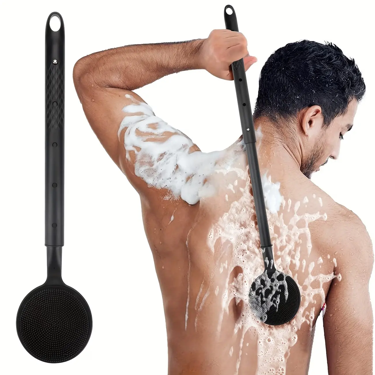 Telescopic bath brush, soft adjustable long-handle shower brush, gentle back cleaning brush, deep cleansing skincare, gift