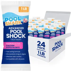 Pool Shark Calcium Hypochlorite Pool Shock 68% – 24 x 1 lb Chlorane Granule Bags – Fast-Dissolving Pool Shock for Inground & Above Ground Pools