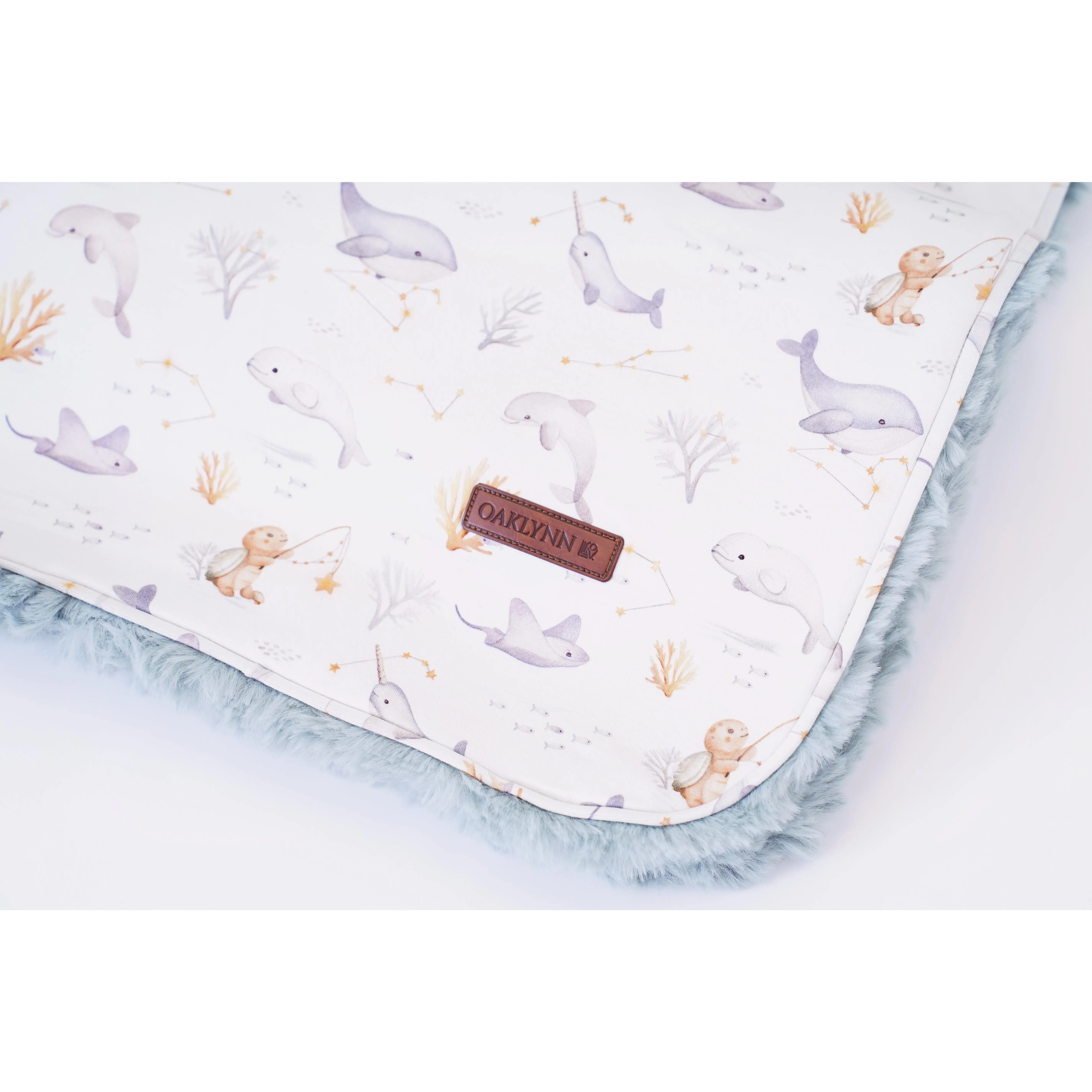 OAKLYNN EMF-Blocking Plush Blanket - Cosmic Coral Dreams Design - Silver Infused Bamboo Fabric - Protective & Comfortable for Kids - 30” x 40” Ultra Soft Plush Blanket