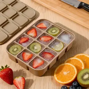 1 Piece 12-Compartment Silicone Ice Tray with Lid, Flexible Mold - Easy Release, Suitable for Clear Cocktails, Whiskey, Broth and Meal Prep, Dishwasher & Oven Safe, Reusable