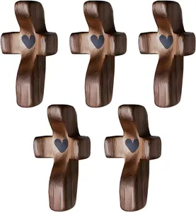 Christian Gifts for Women Men, Wooden Cross Fidget Wood Pocket Prayer Fidget Cross to Hold Gifts for People with Depression/Anxiety