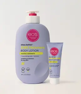 Vanilla Cashmere Body Lotion Full Size + Travel 2-Pack Bundle, Moisturizing Body Care, Shea Butter vanilla lotion