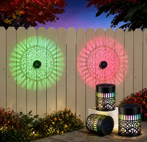 Solar Mandala Lights Outdoor Decorative Garden Fence Mosaic Decorations Disk Wall 2026 New Powered Projector Light Projection for Power Projectors Colored and Shadow Lamp Metal