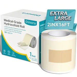 Dimora Med-Grade Hydrocolloid Roll Acne Patches | DIY Any Shape Acne Patch Roll | ultra waterproof, 2X Absorption & Breathable. Suitable for wound care, burns, abrasions, and acne healing. First aid kit essential (2 inches × 16 feet)