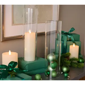 Set of 2 14" Glass Cylinder Hurricanes by Valerie