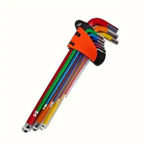 9-Piece Colorful Hex Key Set, Ball Head Allen Wrench L-Shaped Folding Tool, Durable Anti-Corrosion Design, Ideal for Home Improvement & Car Care, Hex Combination Wrench