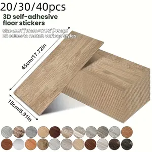 Set of 20/30/40 Vintage Self-Adhesive Floor Stickers, DIY Wall Decals, Real Wood Look, Easy Peel & Stick, Home Decor for Bedroom Office Indoor Spaces