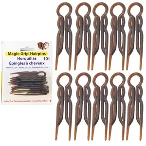 Hair Pins - Plastic, U-shaped Magic Grip Hairpins, Strong Durable Pins For Fine, Thick &amp; Long Hair, Hair Styling Accessories, Set of 10 (Tortoise Shell)