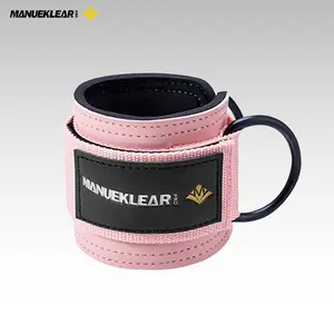 MANUEKLEAR Leg Straps with D-Ring for Cable Machine Kickbacks, Glute Workouts, Lower Body Exercises - Adjustable Ankle Straps, Premium Leather Feel & Neoprene Padding
