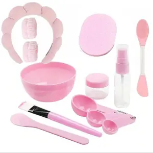 Mask Mixing DIY Tool Set, 13-Piece Kit Includes Stirring Bowl, Brush, Scraper, Spray Bottle, Velvet Headband, Facial Care Tools, Facial Cleaning Tool & Cleansing Towels