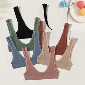 Women Summer Seamless Comfort Ribbed Tank Top Bralette