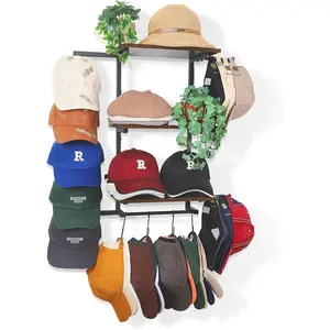 Hat Rack for Wall with Shelf for Handbags, Purse,Bennies, Perfumes &  Display, Hat Holder Storage for 100+ Caps, Baseball Cap Organizer & Beanie Holder for Closet, Entryway, Bedroom