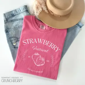 Comfort Colors Strawberry Vintage Shirt, Strawberry Festival Cottagecore T-Shirt, Strawberry Tee, Summer Fruit Strawberry Tee