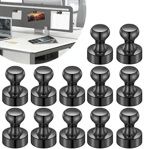 Fridge Magnets 12Pcs Refrigerator Whiteboard Small Strong Magnet Classroom Kitchen Accessories Decorative Locker Set Decor Must Haves Office Calendar Refrigerador Magnetic Cute Crafts Black Photo Magnets