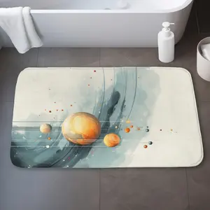212 MAIN Rectangle Hanging Planets Microfiber Bath Mat - 21x34 in, White, Absorbent, Stylish Home Decor Accent (Model MWW-C1BM213497FB6A)