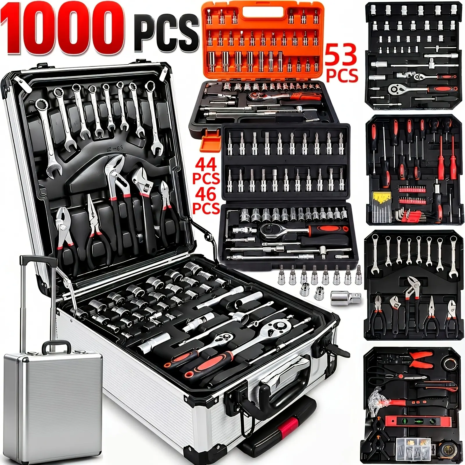 Professional Tool Kit 44/46/53/1000pcs | Multi-Functional Toolbox, Compact For Home & Automotive Repair, Great For DIYers & Experts, Ideal Gift For Men, Dads & Friends, Local Delivery