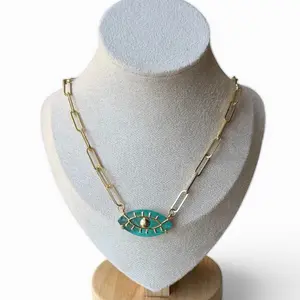 Eye stone Neckalce, gold plated