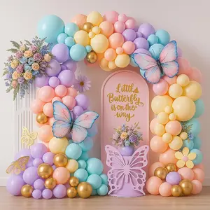 Butterfly Balloon Arch Kit – 147pcs Soft Pastel Balloons for Dreamy Birthday or Wedding Decor