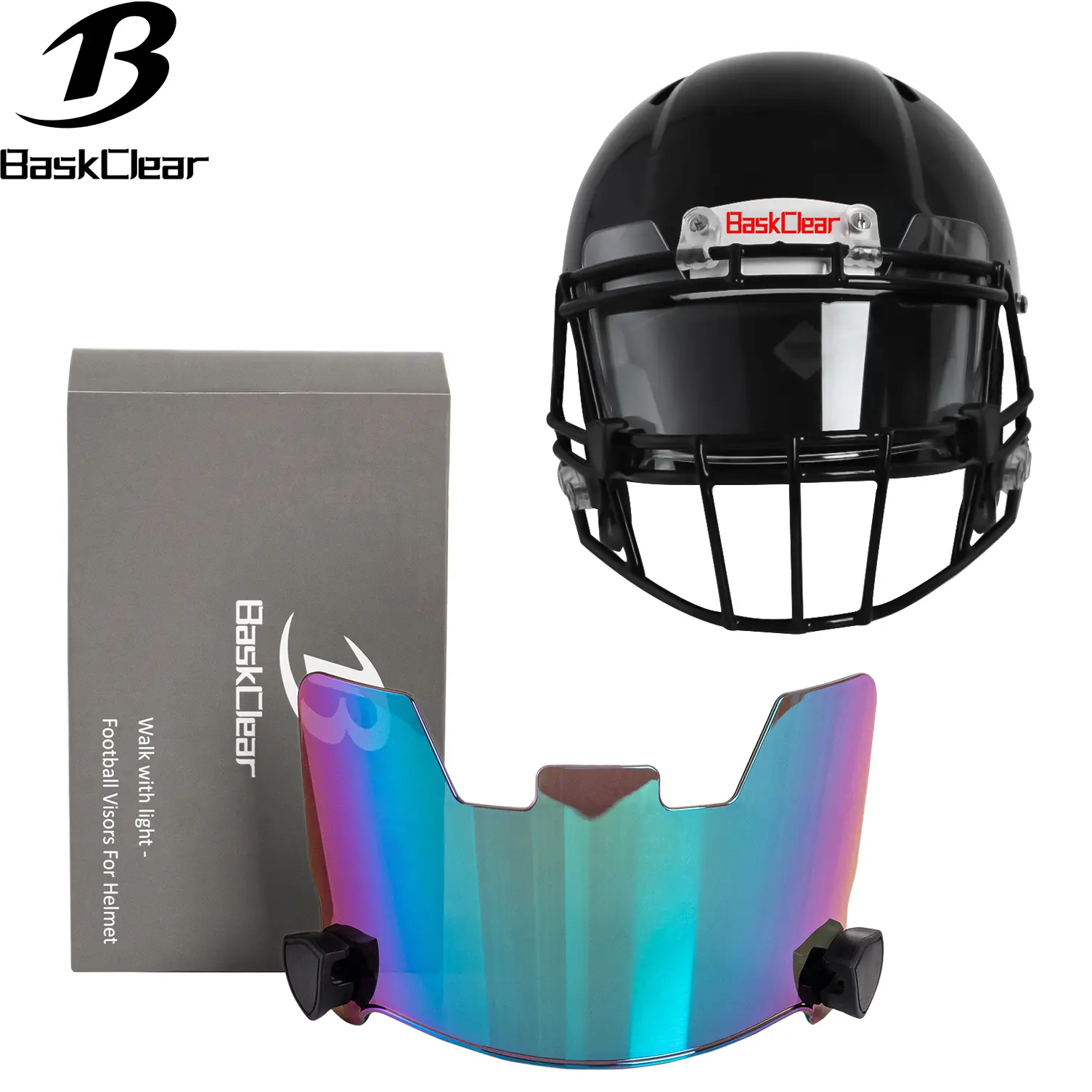 Football Visor, 6.8x5.1" Snug Fit Anti-Fog Technology & Scratch-Resistant Protective Face Shield, Universal Fit for Adult & Youth Football Helmets (Compatible with Dirt Bike Gear)